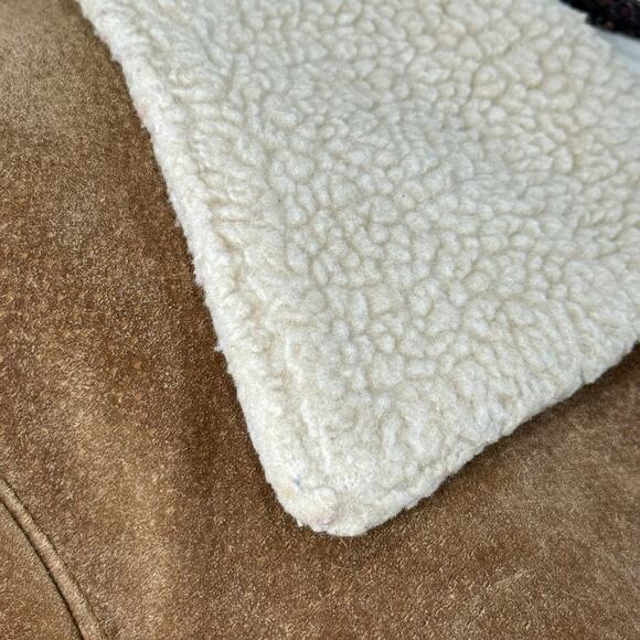 Vintage Y2k Brown Suede Leather Sherpa Lined Coat Cabincore Gorpcore Outdoor M - Picture 14 of 14